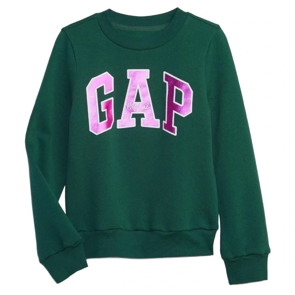 GAP KIDS GIRLS METALLIC LOGO SWEATSHIRT - GREEN SIZE XXL (NEW WITH TAGS) A13